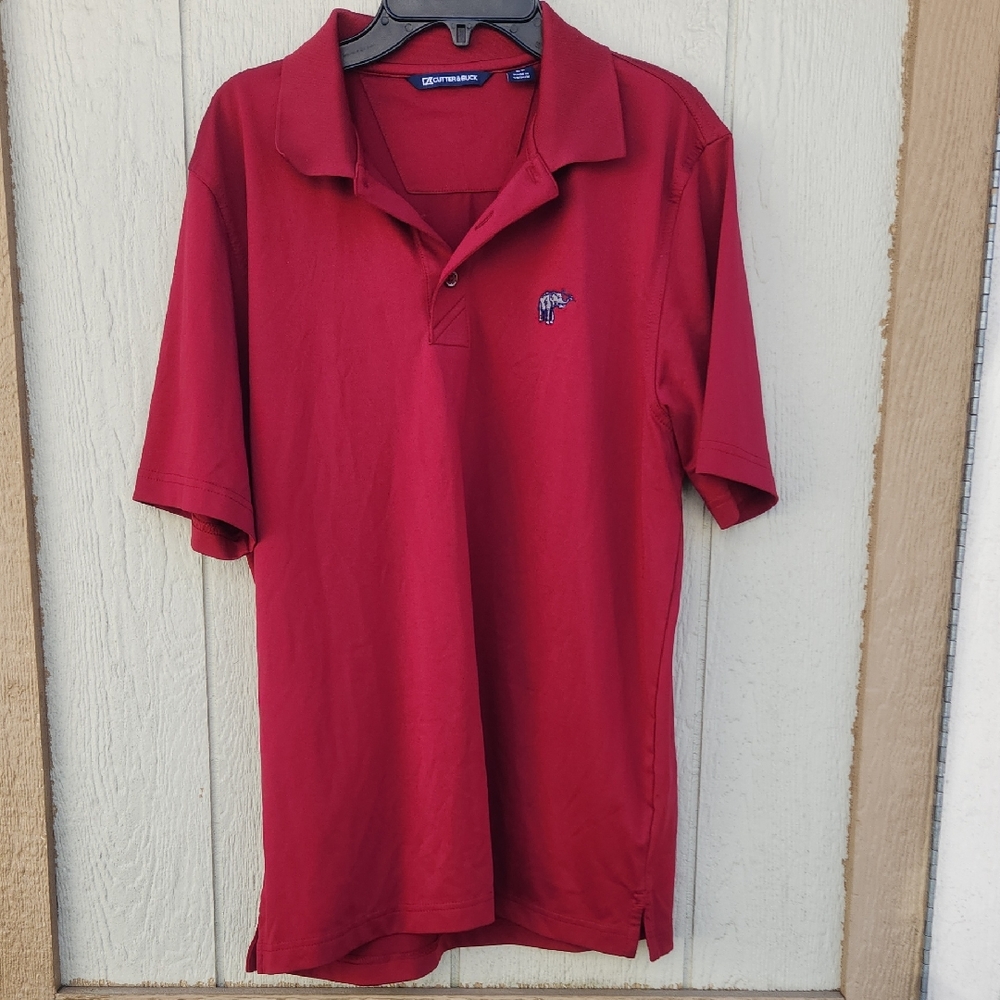 Cutter & Buck Elephant Torresdale Golf Course Polo Red Small Sporty Performance
